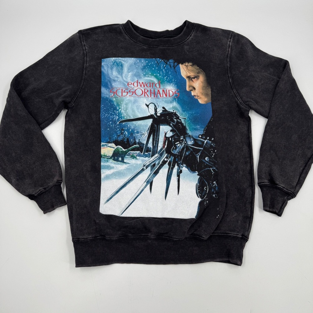 Edward Scissorhands‎ Graphic Sweatshirt Movie Quote XS Black Cotton Blend